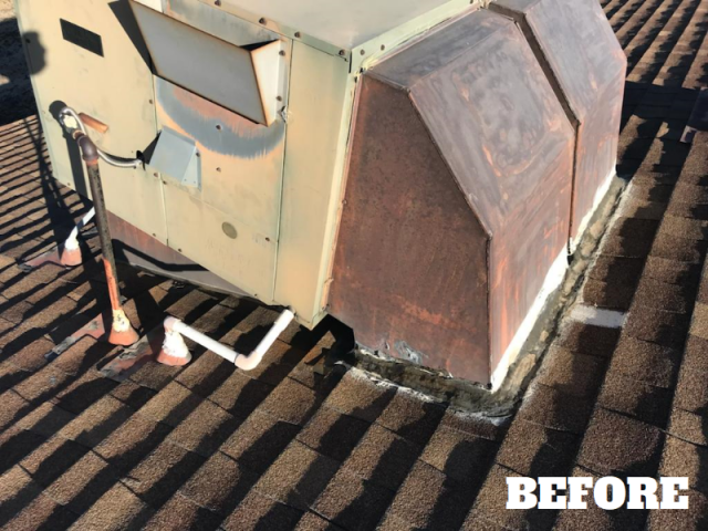 Rooftop installation, alternate view, before replacement